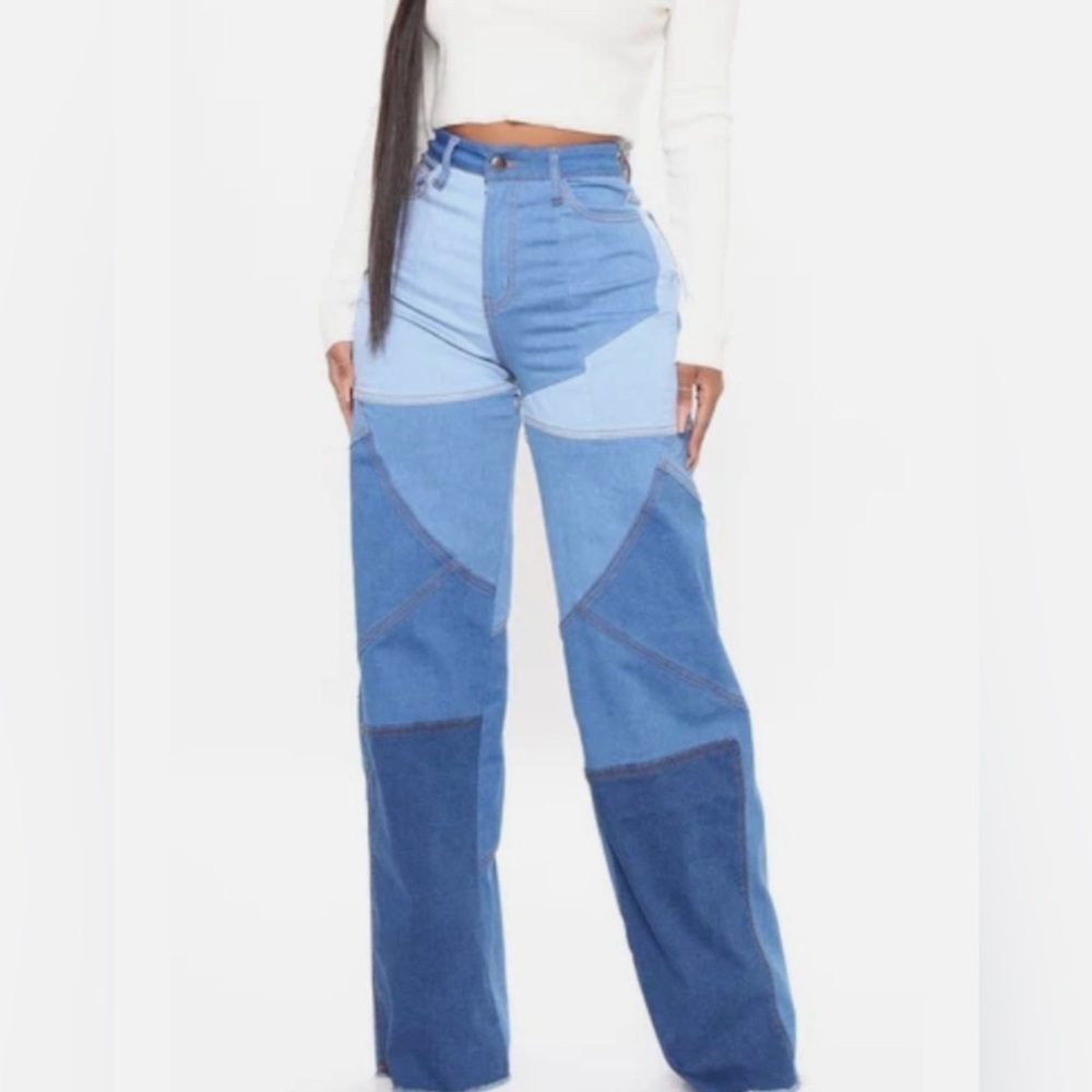 Fashion Nova High Waisted Patchwork Jeans - Size: 1